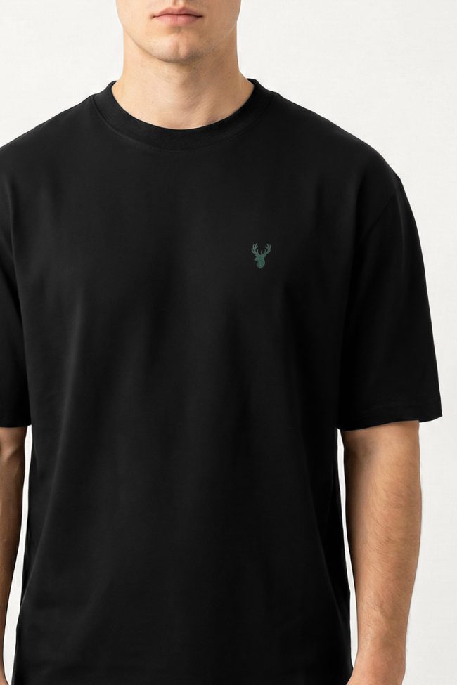 Oversized T-Shirt σε Μαύρο Χρώμα με σχέδιο, Green Deer
