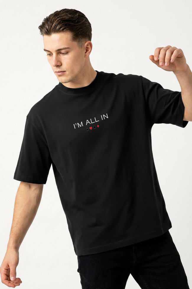 Oversized T-Shirt σε Μαύρο Χρώμα με σχέδιο, All In
