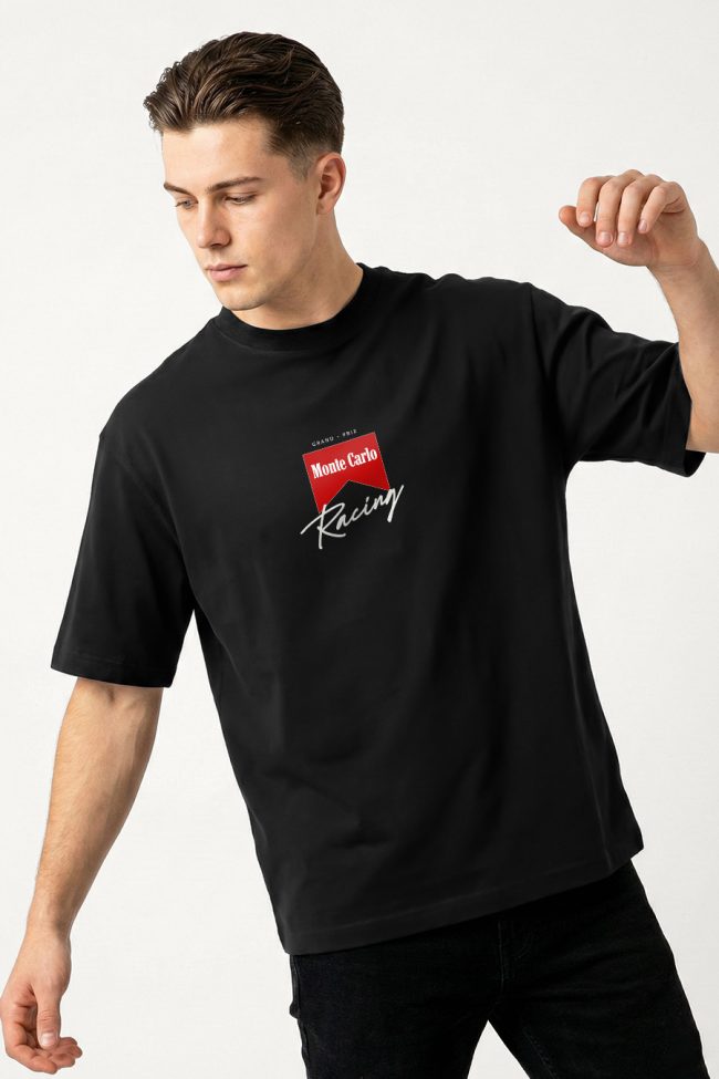 Oversized T-Shirt σε Μαύρο Χρώμα με σχέδιο, Monte Carlo Racing