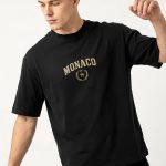 Oversized Ανδρικό T-Shirt σε Μαύρο Χρώμα, Monaco Equestrian