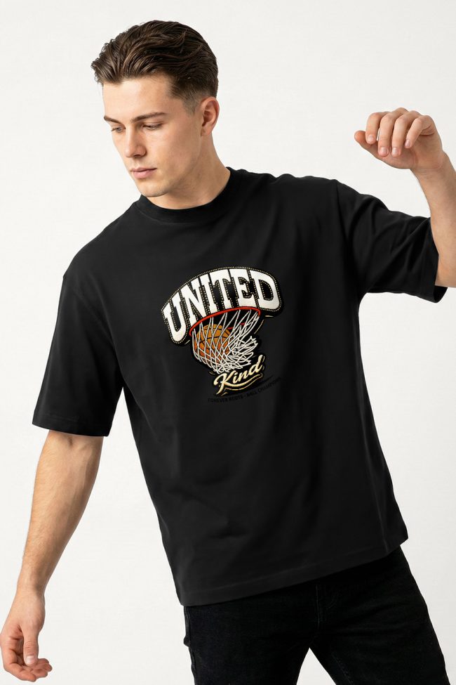 Oversized Ανδρικό T-Shirt σε Μαύρο Χρώμα, United Basketball