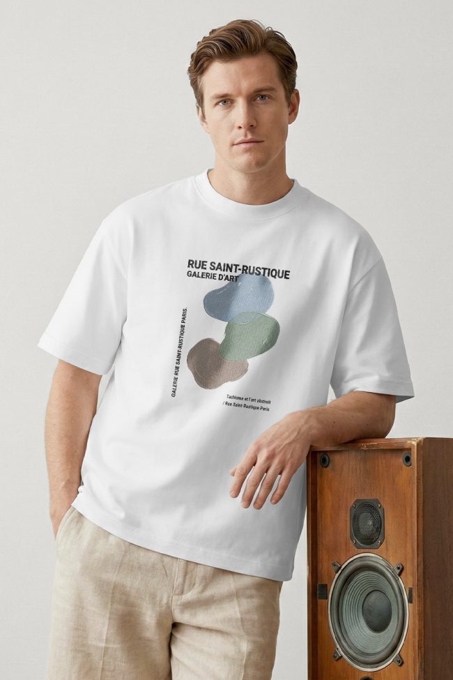 Oversized Ανδρικό T-Shirt σε Λευκό Χρώμα, Saint Rustique