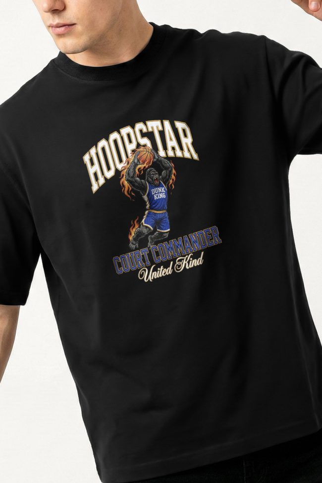 Oversized Ανδρικό T-Shirt σε Μαύρο Χρώμα, Hoopstar Gorilla
