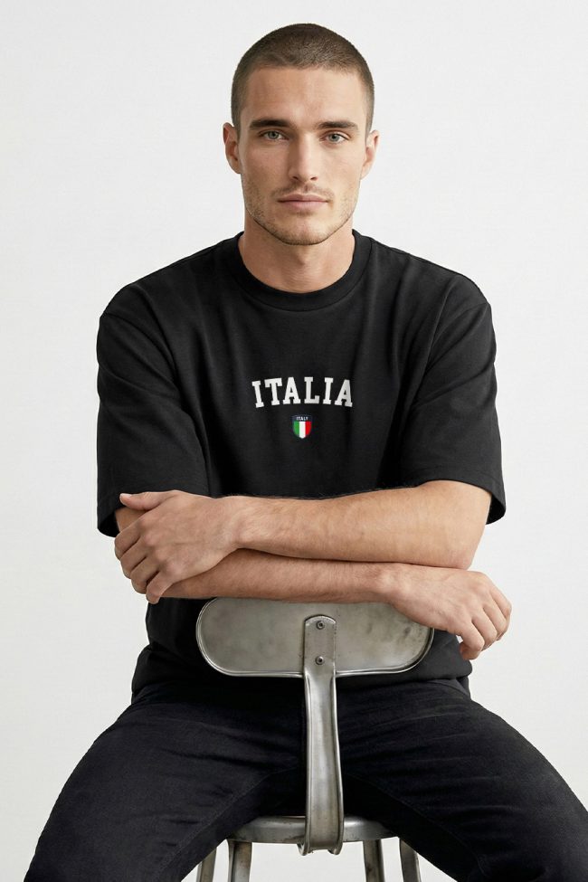 Oversized Ανδρικό T-Shirt σε Μαύρο Χρώμα, Italia Prime