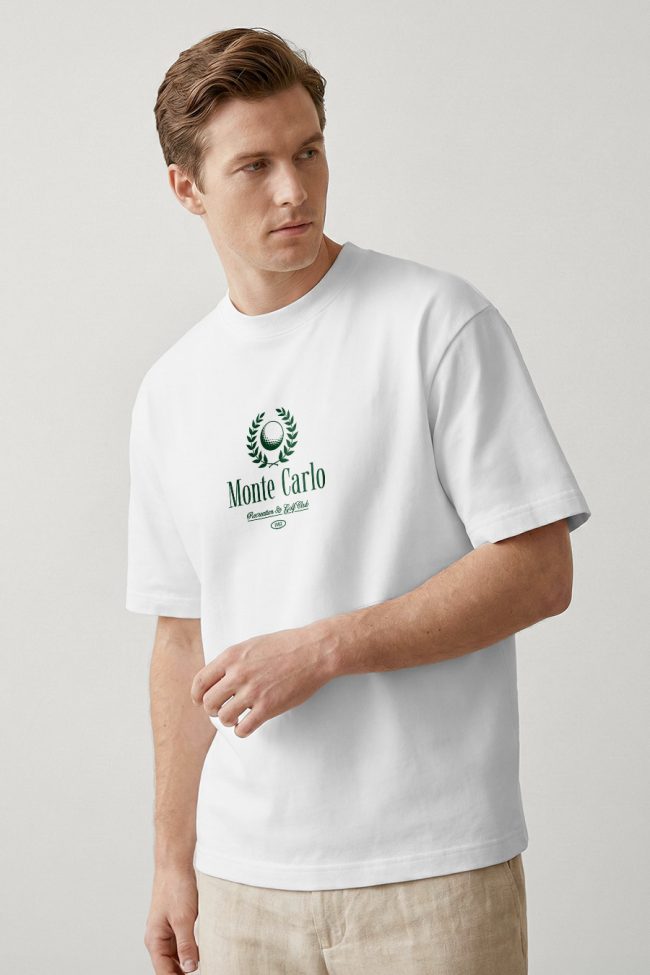 Oversized T-Shirt σε Λευκό Χρώμα με σχέδιο, Monte Carlo Legacy