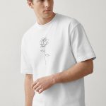 Oversized Ανδρικό T-Shirt σε Λευκό Χρώμα, Abstract Rose