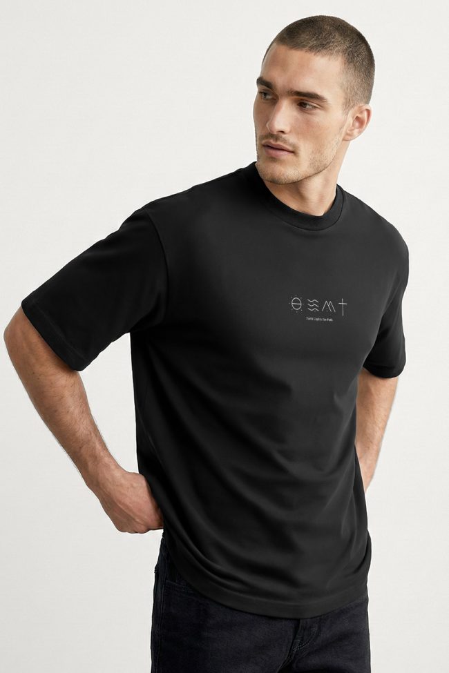 Oversized T-Shirt σε Μαύρο Χρώμα με σχέδιο, Path of Faith