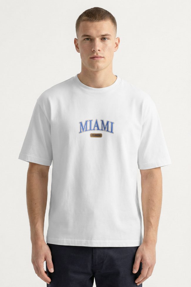 Oversized T-Shirt σε Λευκό Χρώμα με σχέδιο, Miami Florida