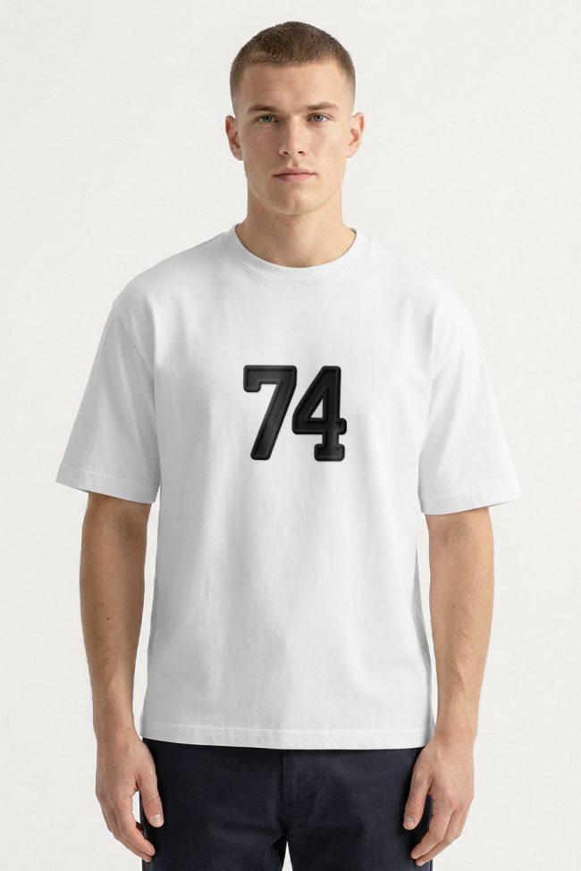 Oversized T-Shirt με Σχέδιο σε Λευκό Χρώμα, Black 74