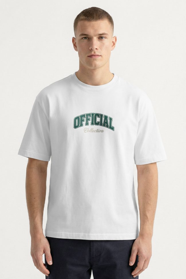 Oversized Ανδρικό T-Shirt σε Λευκό Χρώμα, Official Collectiva