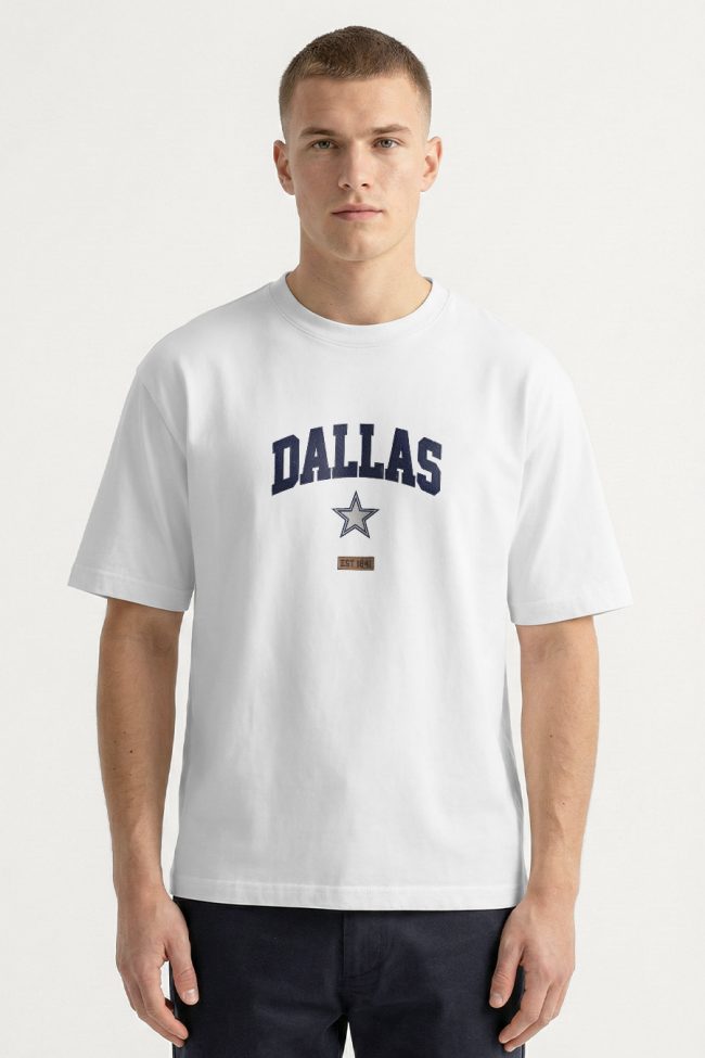 Oversized T-Shirt σε Λευκό Χρώμα με σχέδιο, Dallas Star