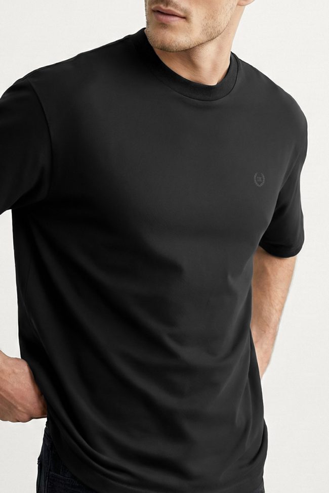 Oversized T-Shirt με Design Print σε Μαύρο Χρώμα, UK Royal Black