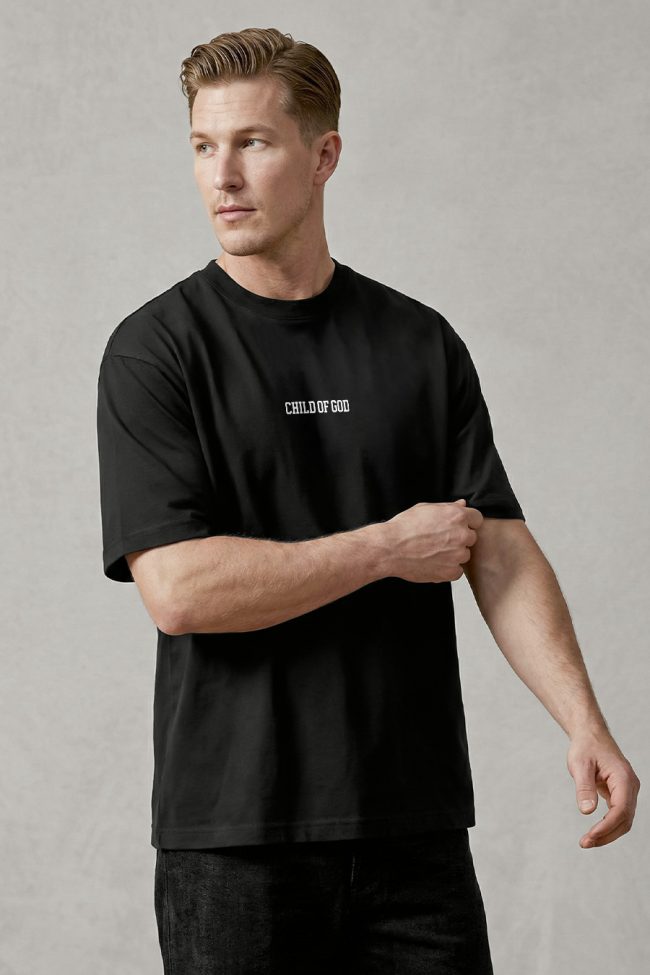 Oversized T-Shirt με Σχέδιο σε Μαύρο Χρώμα, Child of God White