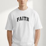 Oversized T-Shirt σε Λευκό Χρώμα με σχέδιο, Oldschool Faith