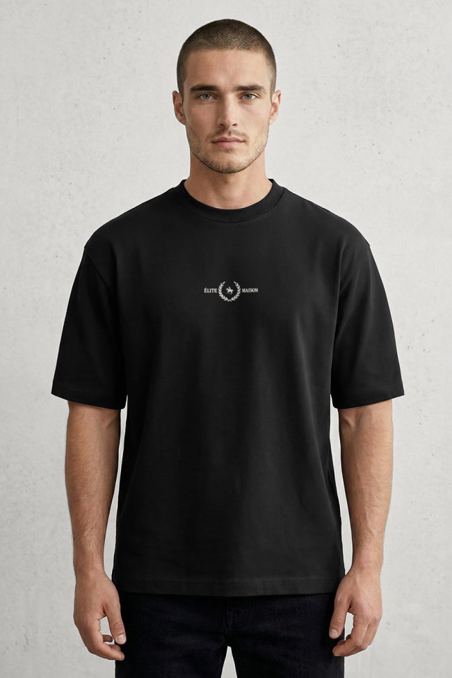 Oversized T-Shirt με Σχέδιο σε Μαύρο Χρώμα, Maison Laureate