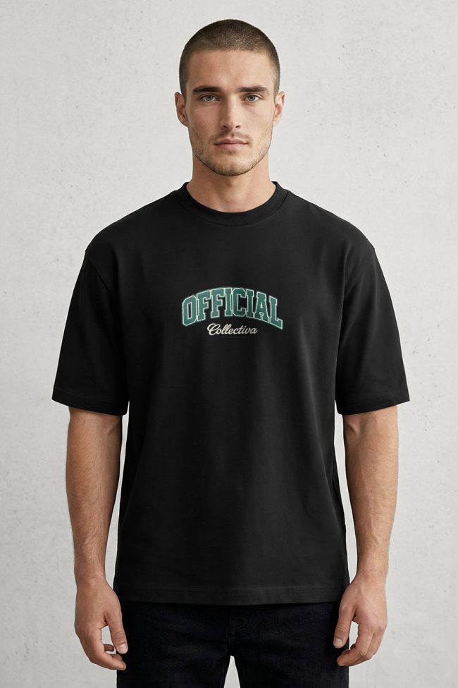 Oversized Ανδρικό T-Shirt σε Μαύρο Χρώμα, Official Collectiva