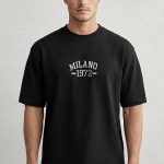 Oversized Ανδρικό T-Shirt σε Μαύρο Χρώμα, Milano Vintage