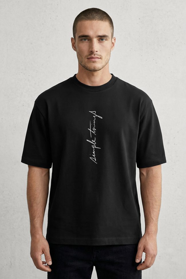 Oversized T-Shirt με Σχέδιο σε Μαύρο Χρώμα, Simple Things Vertical