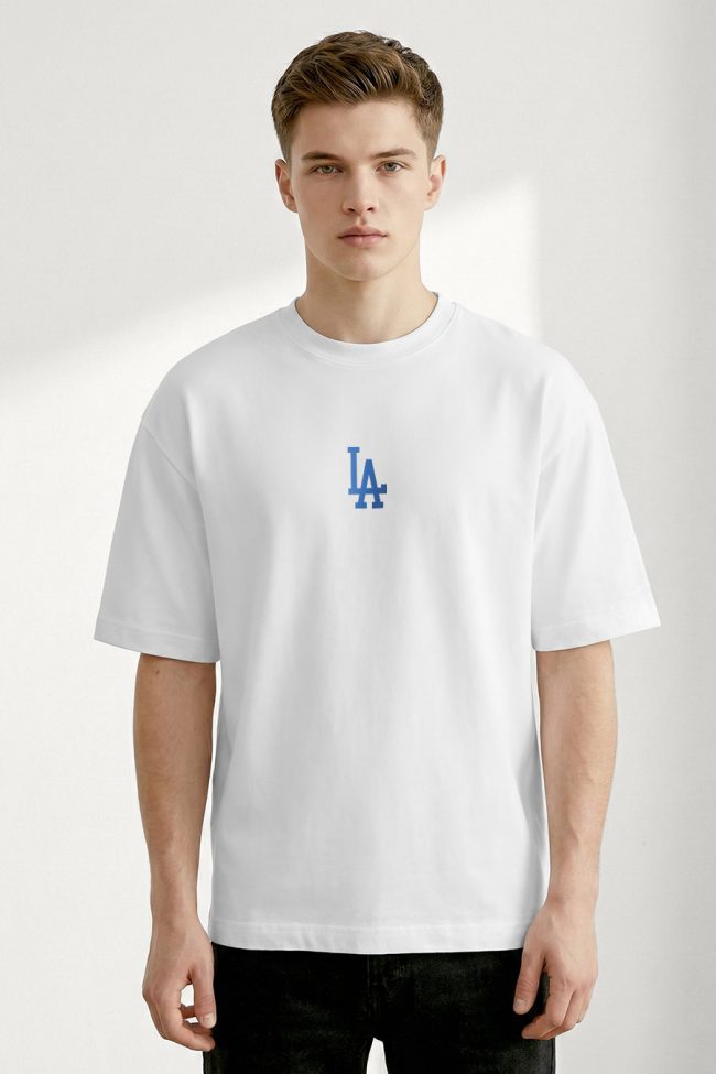 Oversized T-Shirt σε Λευκό Χρώμα με σχέδιο, LA Navy