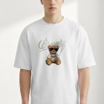 Oversized T-Shirt με Design Print σε Λευκό Χρώμα, Bravery Teddy