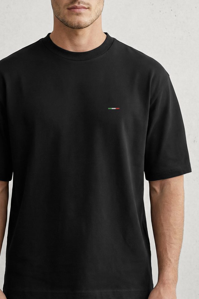 Oversized T-Shirt σε Μαύρο Χρώμα με σχέδιο, Italian Stripe