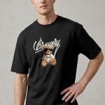 Oversized T-Shirt με Design Print σε Μαύρο Χρώμα, Bravery Teddy