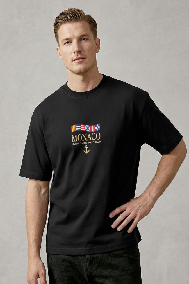 Oversized T-Shirt σε Μαύρο Χρώμα με σχέδιο, Monte Carlo Yacht