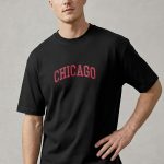 Oversized Ανδρικό T-Shirt σε Μαύρο Χρώμα, Chicago Red