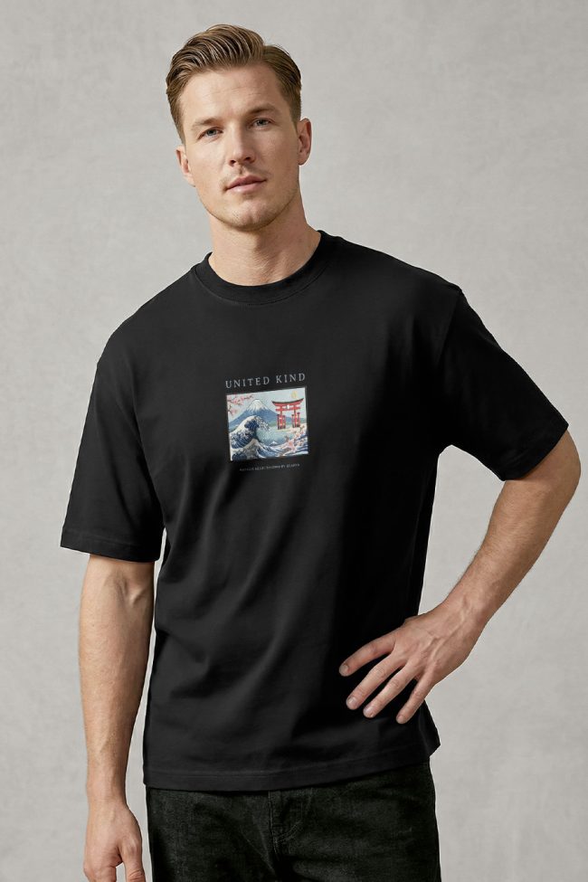 Oversized Ανδρικό T-Shirt σε Μαύρο Χρώμα, Warrior Spirit