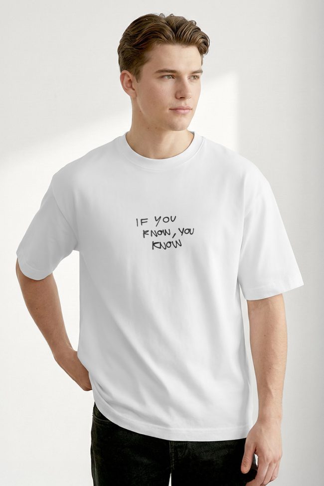 Oversized T-Shirt σε Λευκό Χρώμα με σχέδιο, If You Know