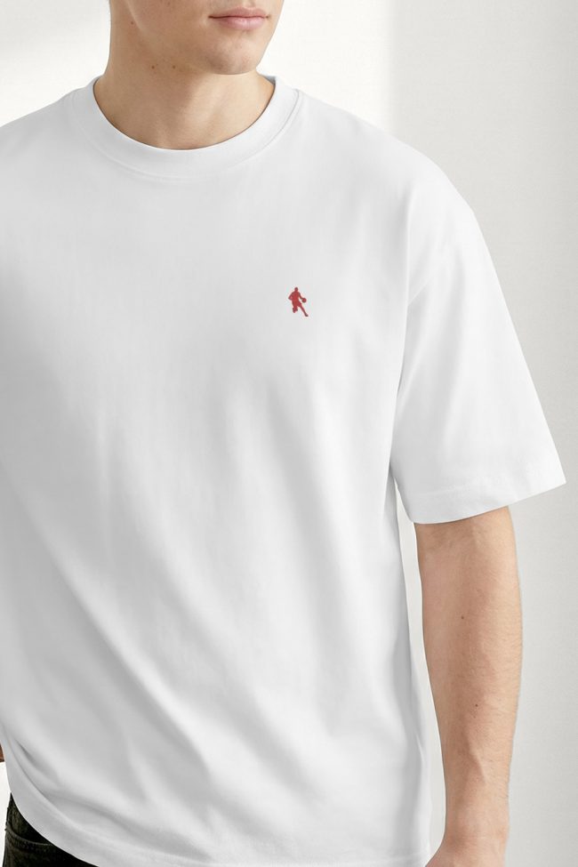 Oversized T-Shirt σε Λευκό Χρώμα, Red Basketball Player