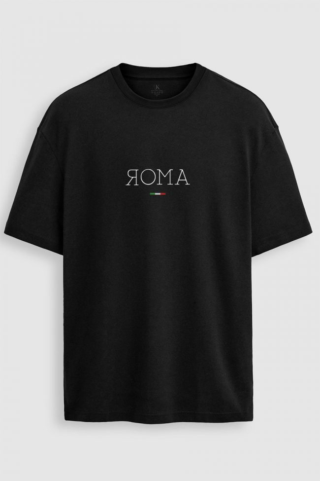 Oversized T-Shirt σε Μαύρο Χρώμα με σχέδιο, Roma