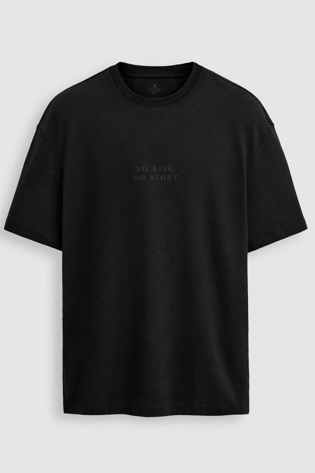 Oversized T-Shirt σε Μαύρο Χρώμα με σχέδιο, No Risk No Story Black