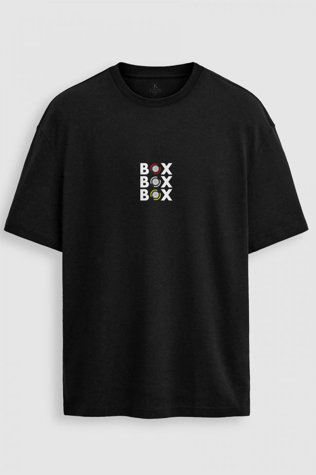 Oversized T-Shirt με Σχέδιο σε Μαύρο Χρώμα, Box Box Box