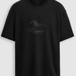 Oversized T-Shirt σε Μαύρο Χρώμα με σχέδιο, Midnight Stallion