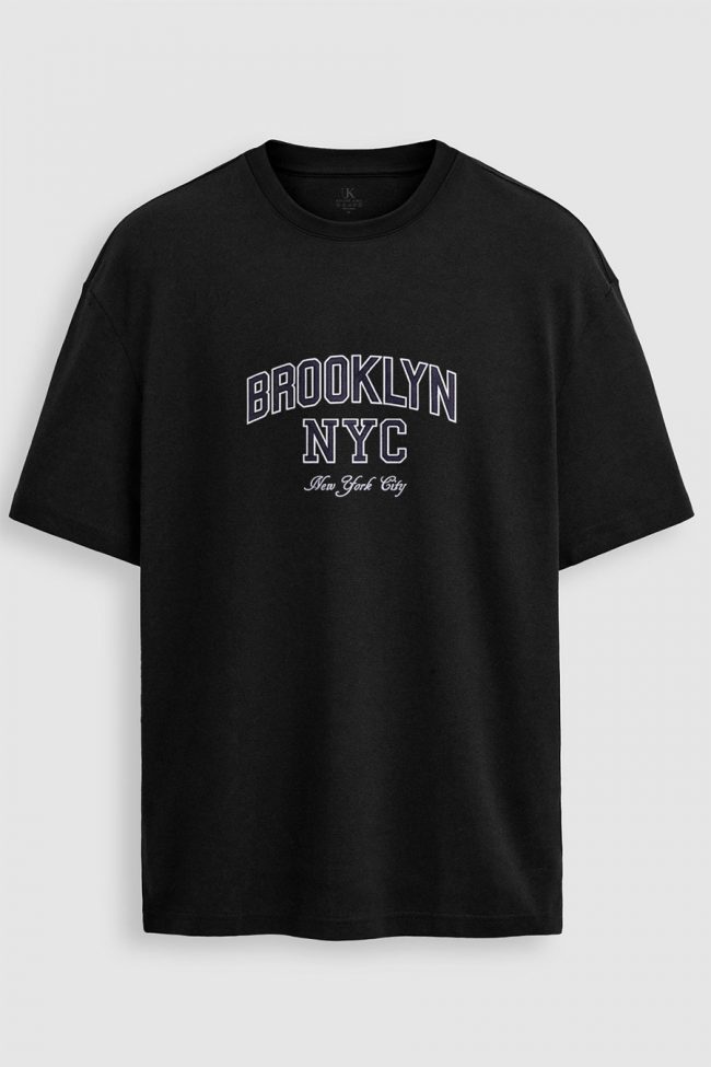 Oversized Ανδρικό T-Shirt σε Μαύρο Χρώμα, Brooklyn District
