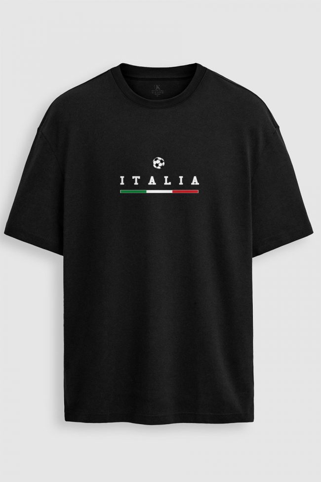 Oversized Ανδρικό T-Shirt σε Μαύρο Χρώμα, Italia Goal