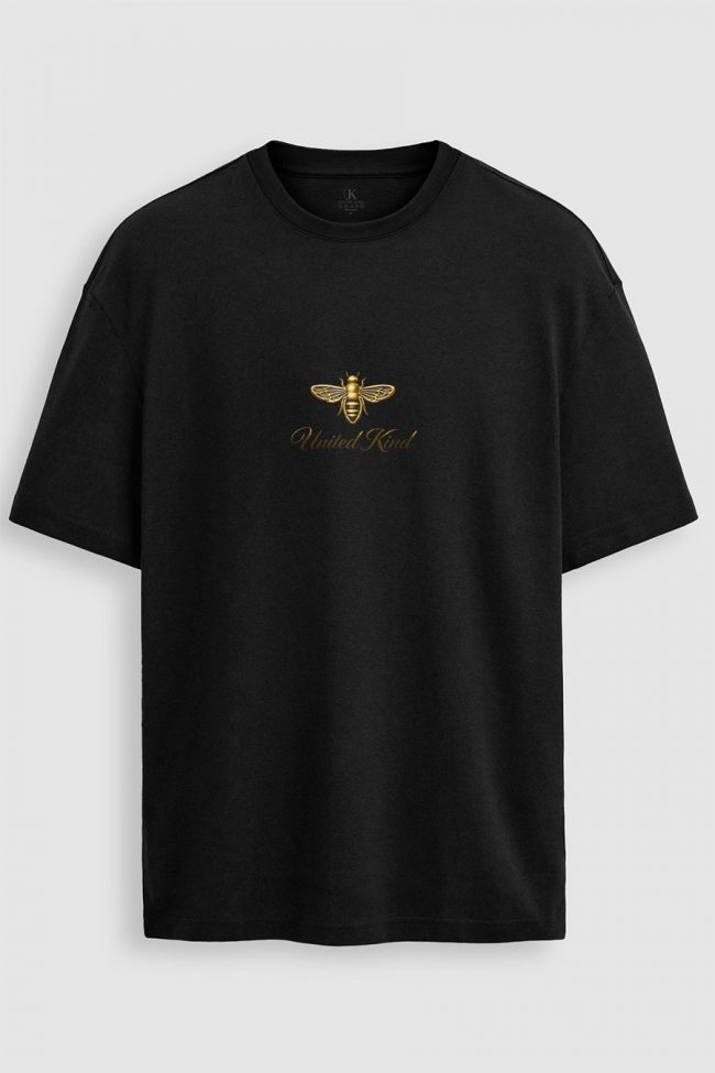 Oversized T-Shirt με Σχέδιο σε Μαύρο Χρώμα, United Kind Bee