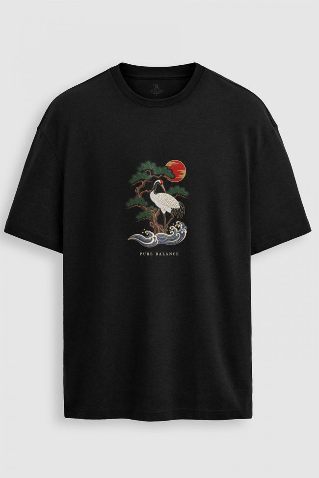 Oversized T-Shirt σε Μαύρο Χρώμα με σχέδιο, Pure Balance