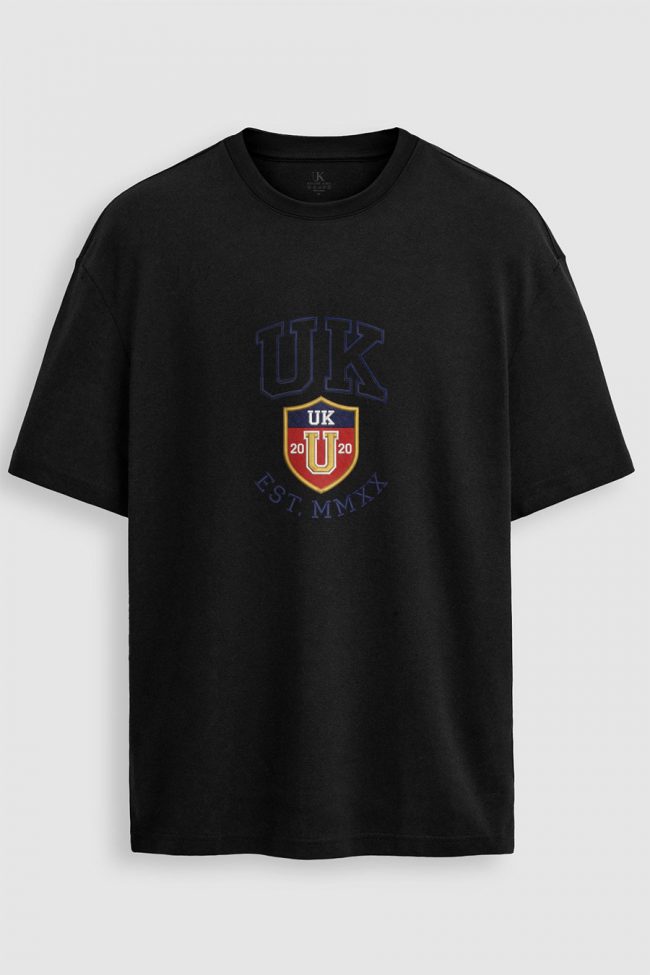 Oversized Ανδρικό T-Shirt σε Μαύρο Χρώμα, UK Varsity