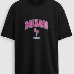 Oversized Ανδρικό T-Shirt σε Μαύρο Χρώμα, Miami Pink