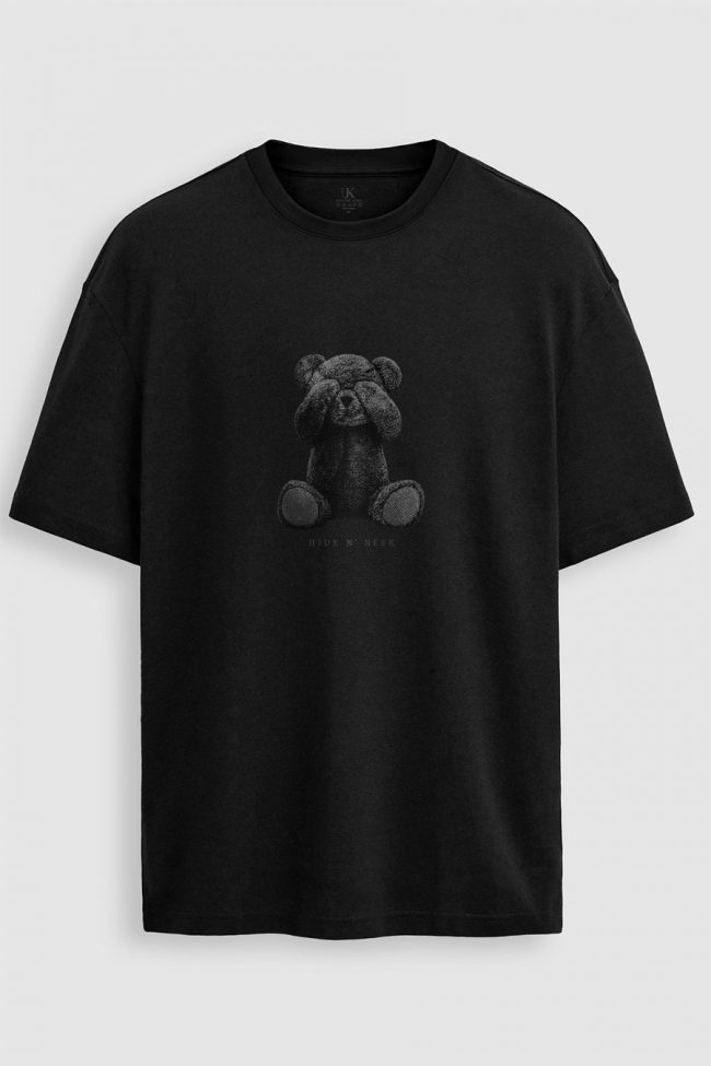 Oversized Ανδρικό T-Shirt σε Μαύρο Χρώμα, Hide N Seek