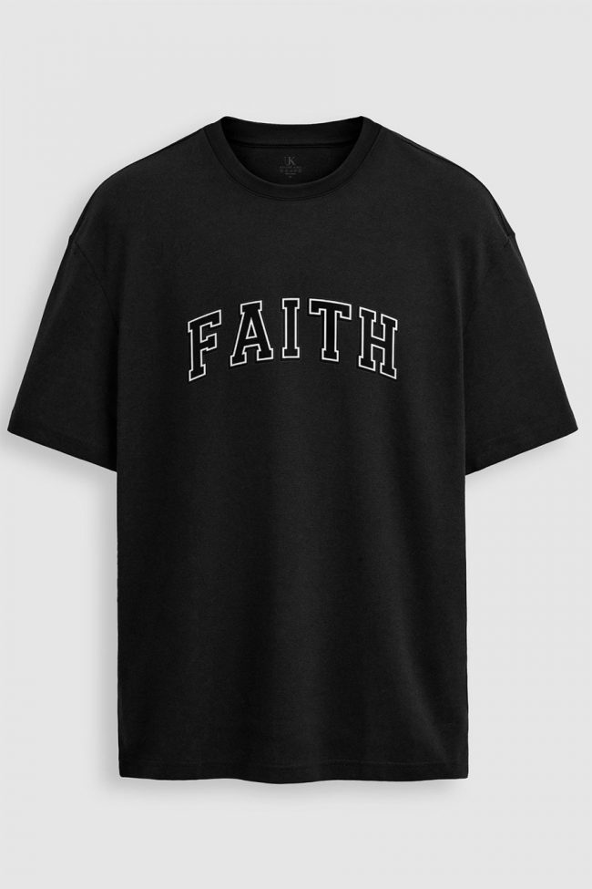 Oversized T-Shirt σε Μαύρο Χρώμα με σχέδιο, Oldschool Faith