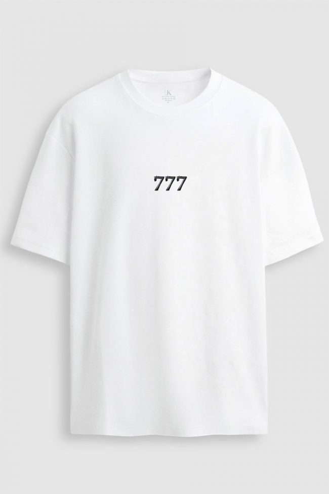 Oversized T-Shirt σε Λευκό Χρώμα με σχέδιο, 777 All In