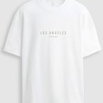 Oversized T-Shirt με Σχέδιο σε Λευκό Χρώμα, Los Angeles Black