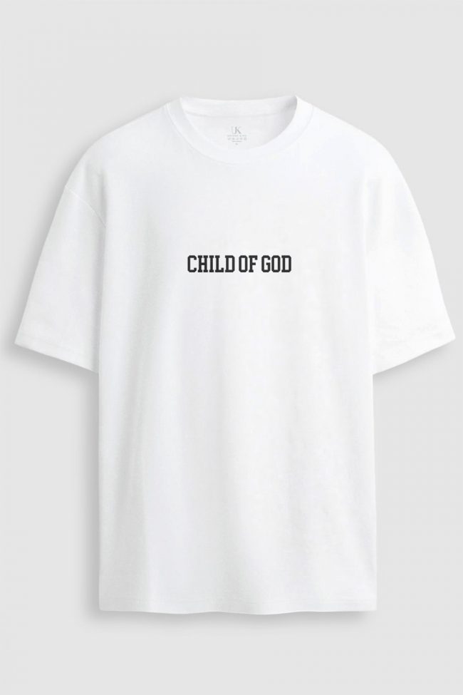 Oversized T-Shirt με Σχέδιο σε Λευκό Χρώμα, Child of God