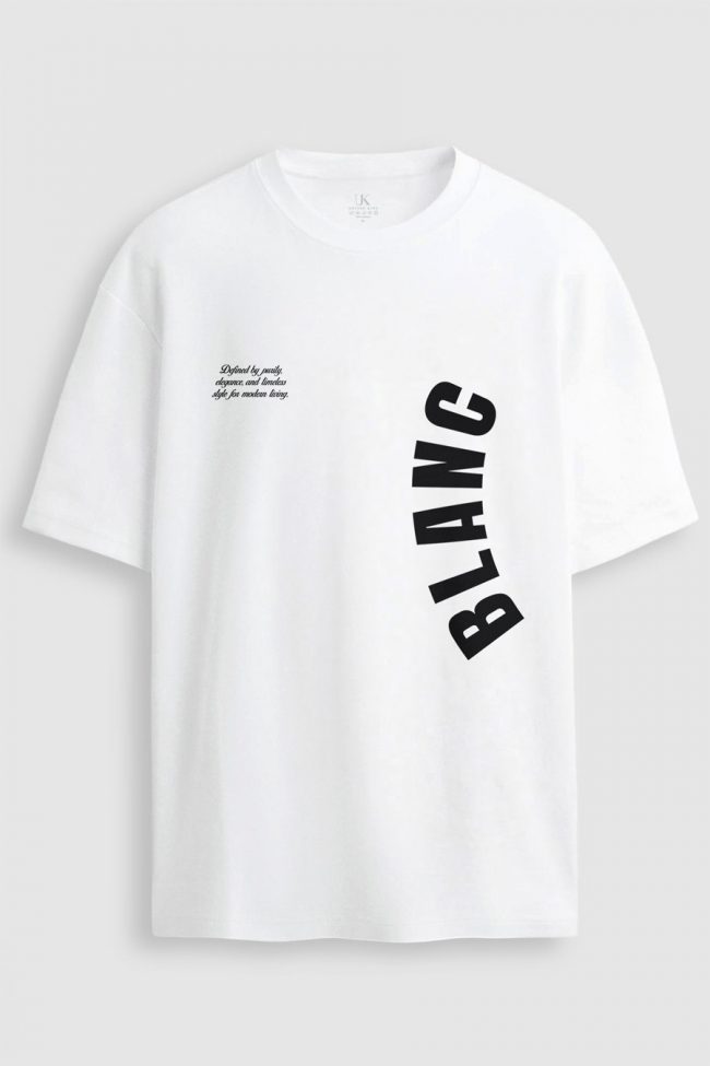 Oversized T-Shirt με Σχέδιο σε Λευκό Χρώμα, Blanc