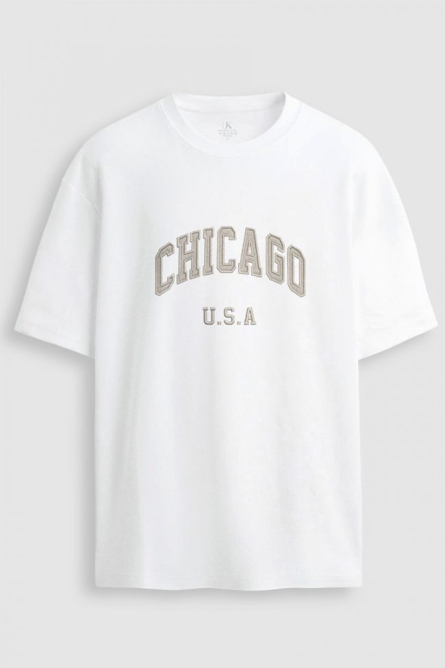 Oversized Ανδρικό T-Shirt σε Λευκό Χρώμα, Chicago State