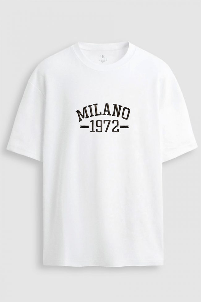 Oversized Ανδρικό T-Shirt σε Λευκό Χρώμα, Milano Vintage