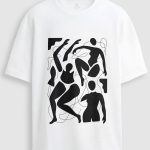 Oversized T-Shirt με Σχέδιο σε Λευκό Χρώμα, Abstract People